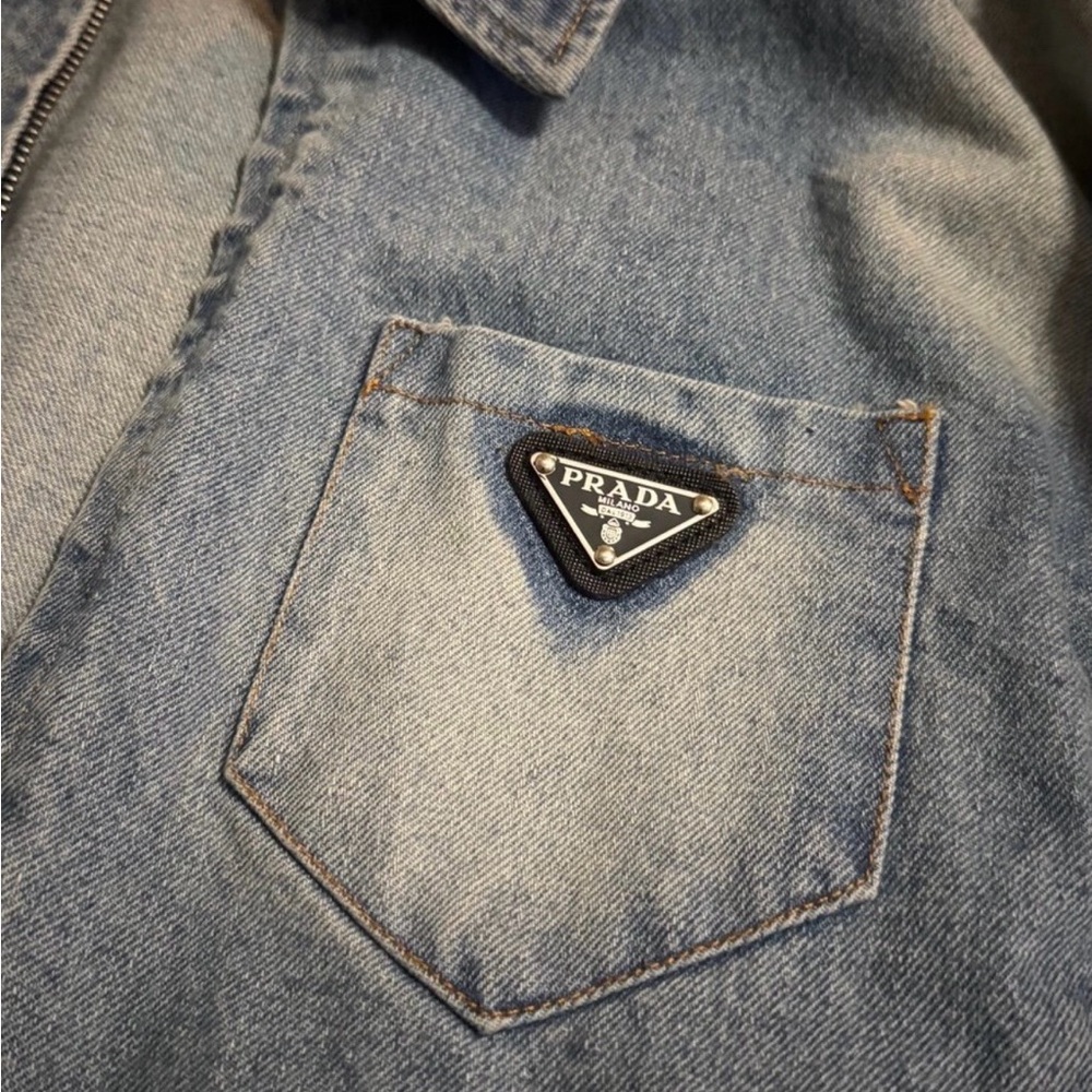 Prada Blue Cropped Denim Jacket - Picture 5 of 13